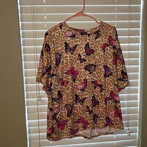 Fashion Nova Leopard Print Butterfly Shirt